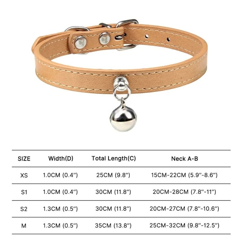Colorful Adjustable Leather Pet Collar With Bell 18