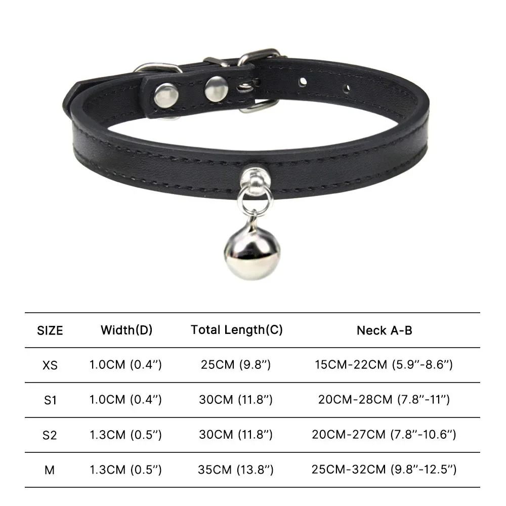 Colorful Adjustable Leather Pet Collar With Bell 21