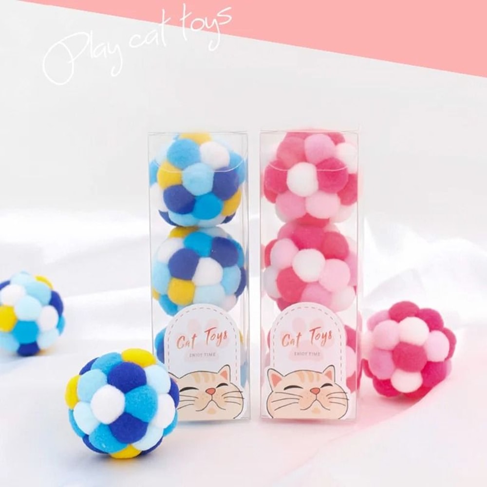 Interactive Plush Rainbow Bell Ball Pet Toy Set 0