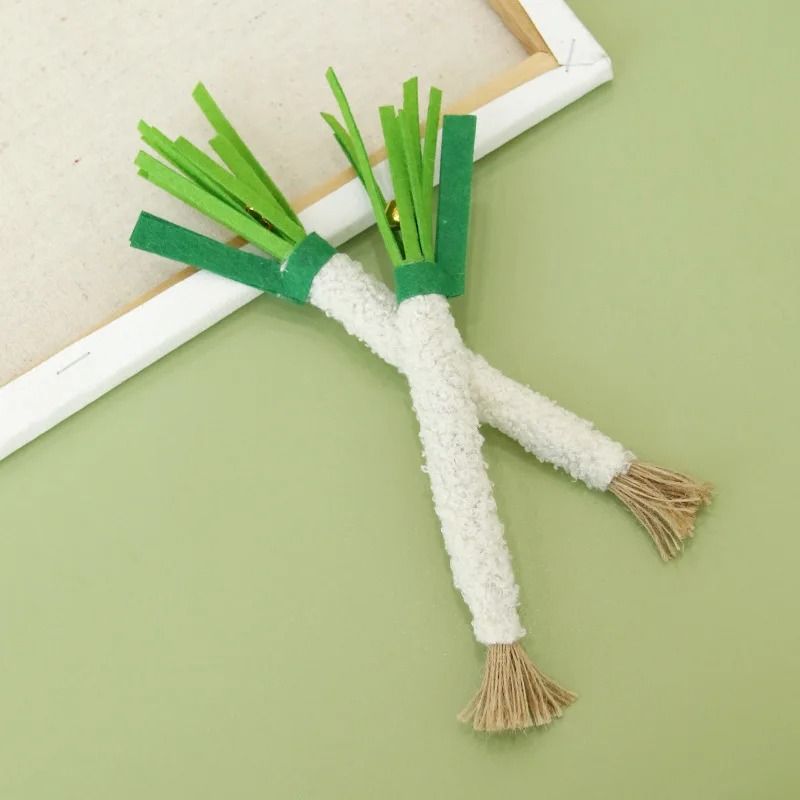 3Piece Simulated Scallion Cat Chew Toy Set With Silvervine 4