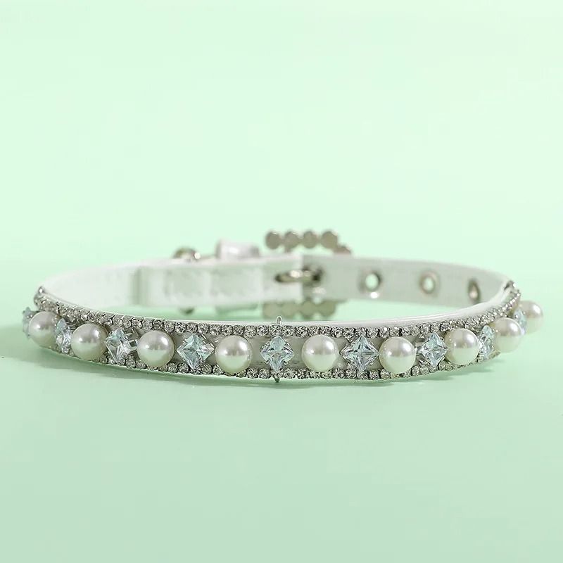 Luxury Faux Pearl And Rhinestone Jewelry Collar Necklace For Pets 9