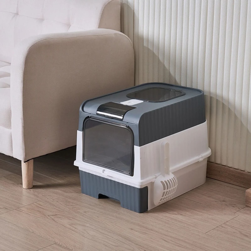 Portable Collapsible Cat Litter Pan With Splash Guard And Plastic Scoop 2