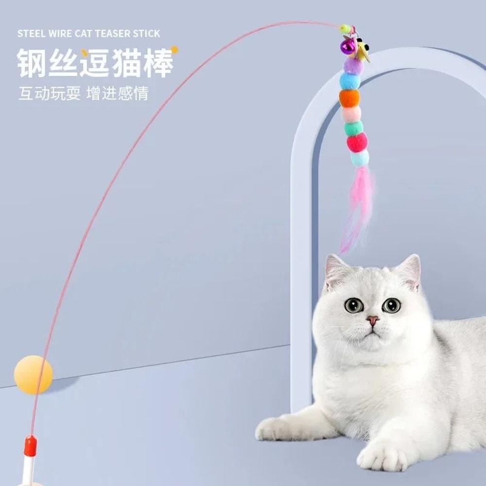 FourSection Telescopic Carbon Fiber Cat Wand Fishing Rod Toy 0