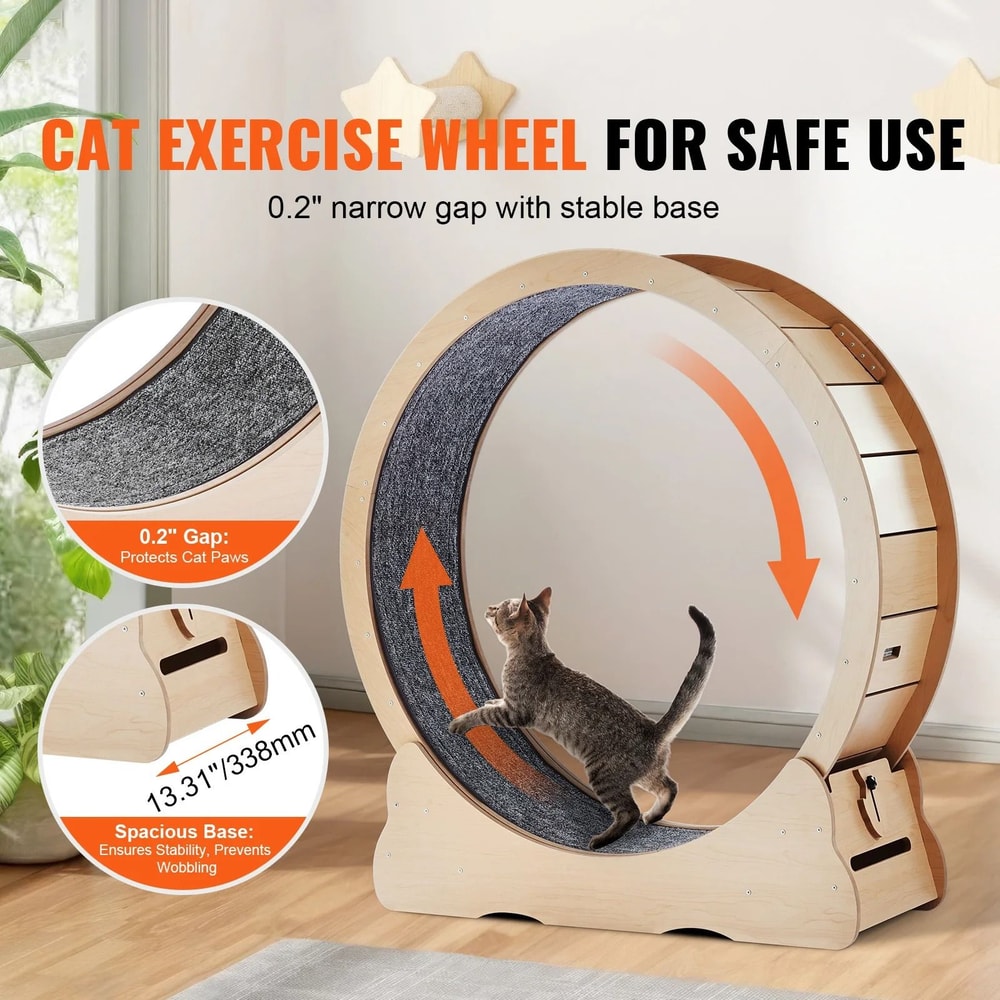 SucceBuy Wooden Cat Exercise Wheel Treadmill 5