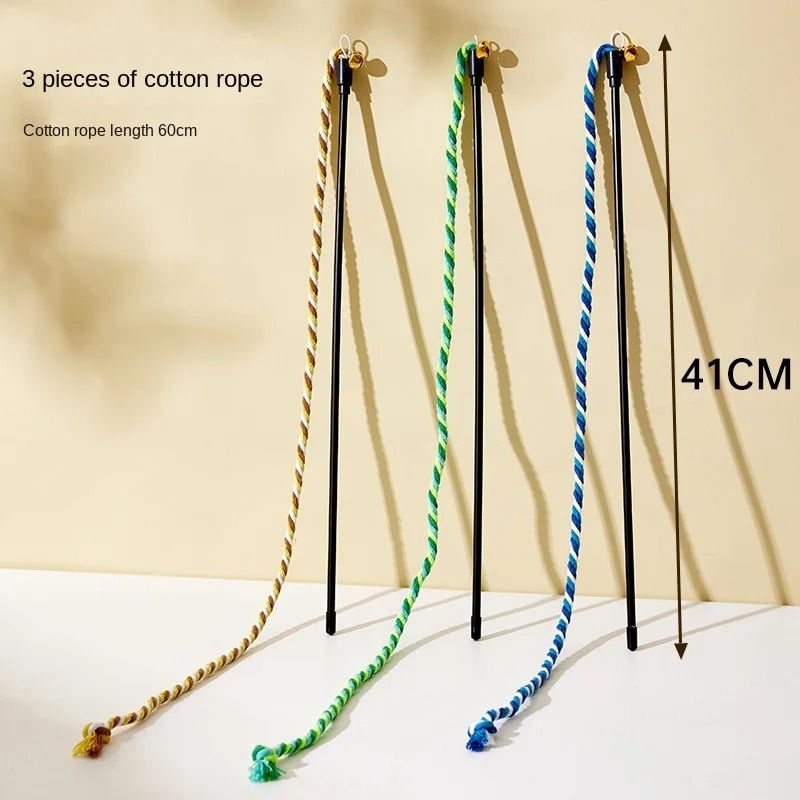 Simulation Feather And Satin Ribbon Interactive Cat Teaser Wand Toy 6