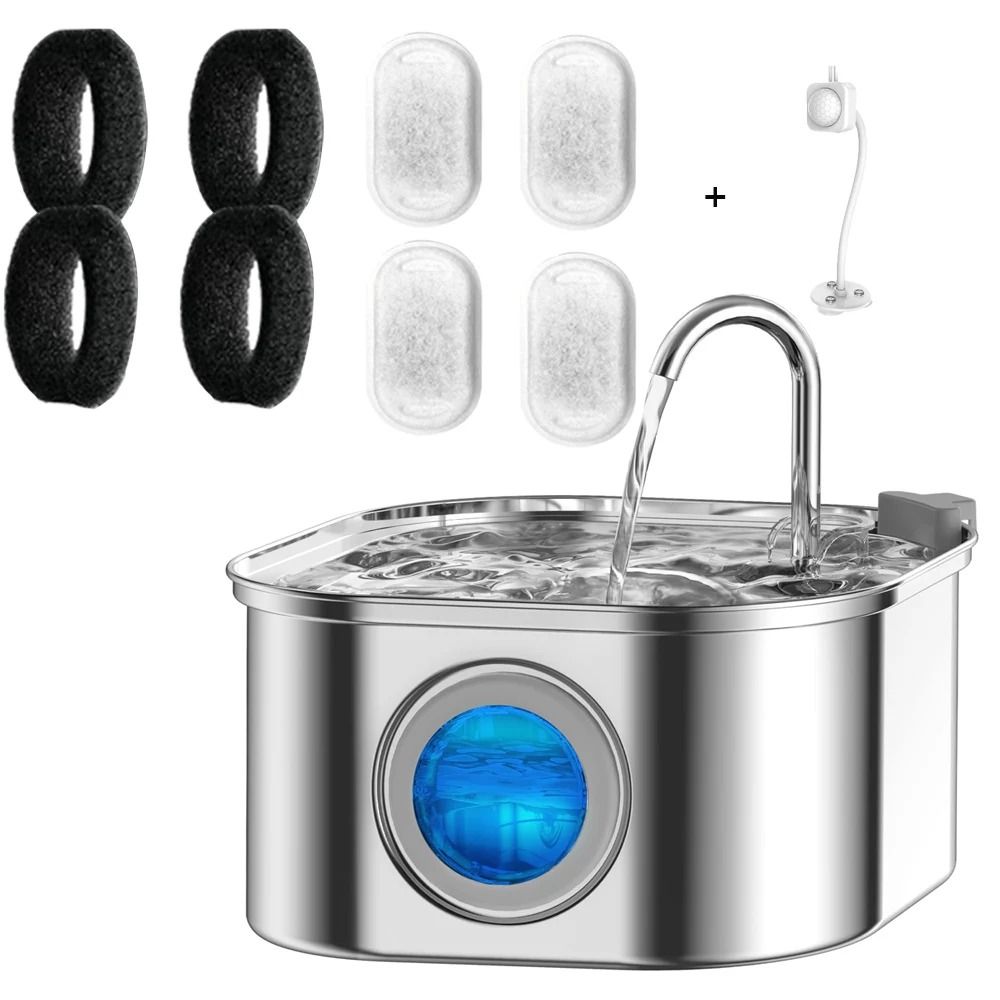 3L Stainless Steel Automatic Cat Water Fountain Dispenser 1