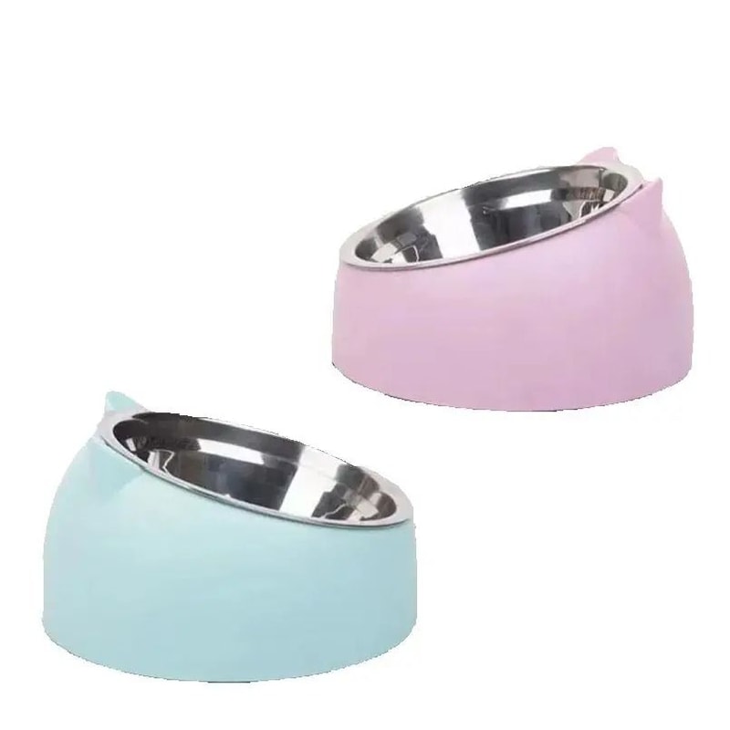 15Degree Raised Stainless Steel Tilt Safeguard Neck Pet Bowl 0