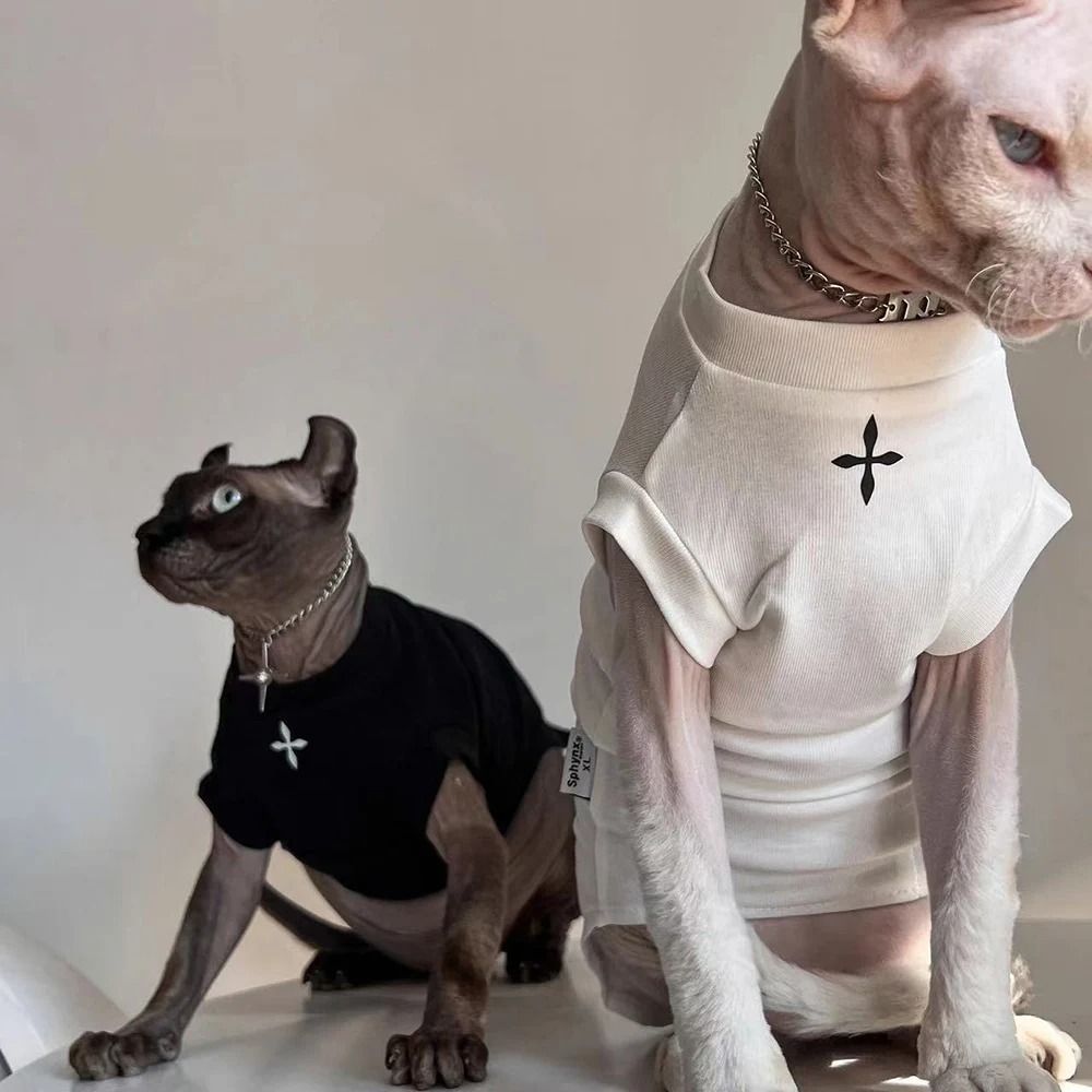 Winter Black Cotton TShirt Pullover And Pajamas For Sphynx Cats 1