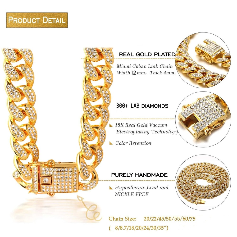 Luxury Cuban Link Cat Necklace Jewelry Rhinestone Collar 2