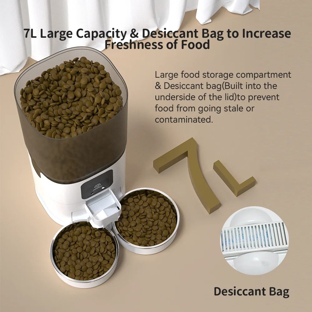 7L Smart Automatic Pet Feeder With Dual Stainless Steel Bowls 5