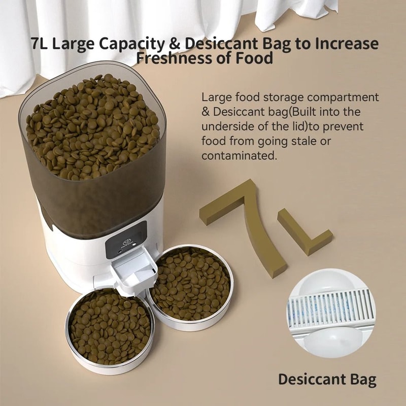 7L Smart Automatic Pet Feeder With Dual Stainless Steel Bowls 5