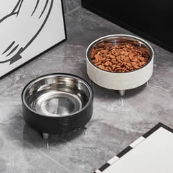 elevated stainless steel water ripple pet bowl