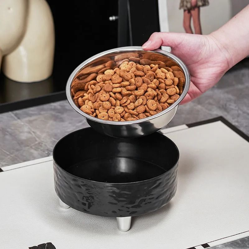 Elevated Stainless Steel Water Ripple Pet Bowl 2