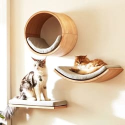 wall mounted wooden cat climbing shelves and scratching post