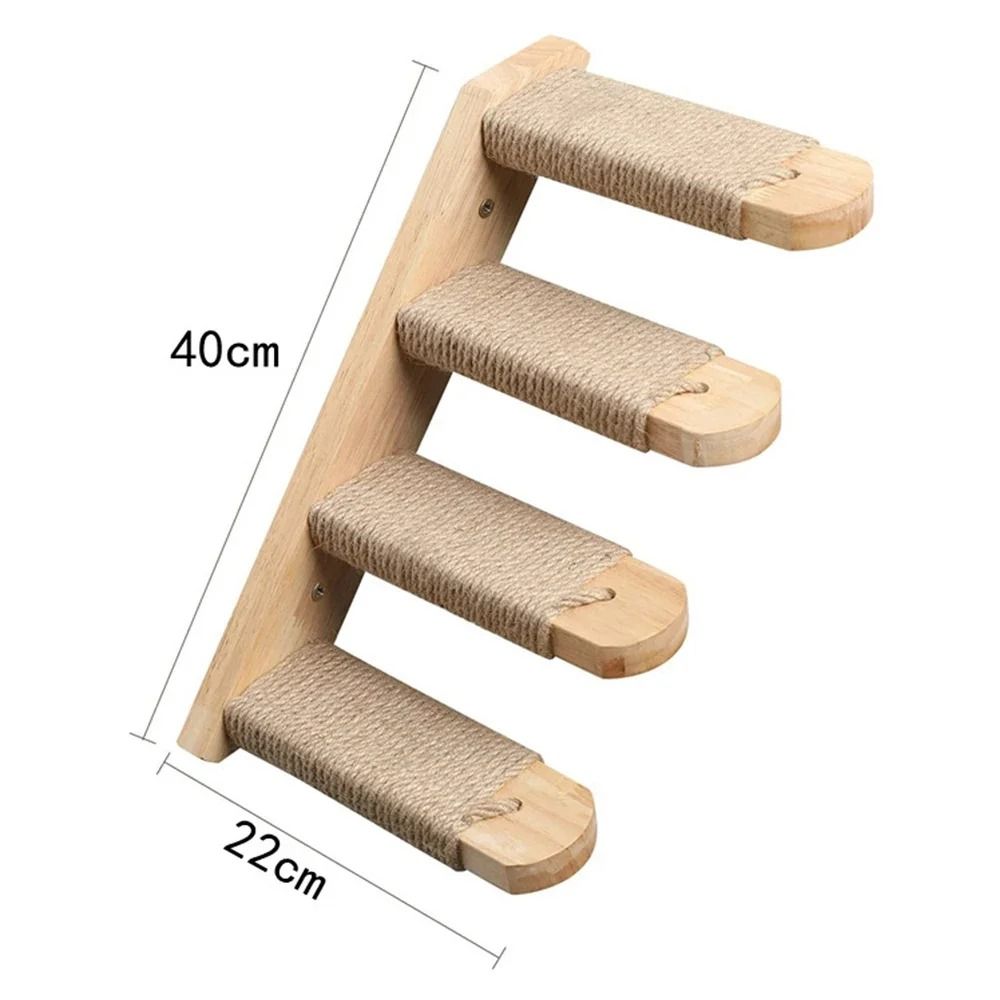 Wall Mounted Wooden Cat Climbing Shelves And Scratching Post 7