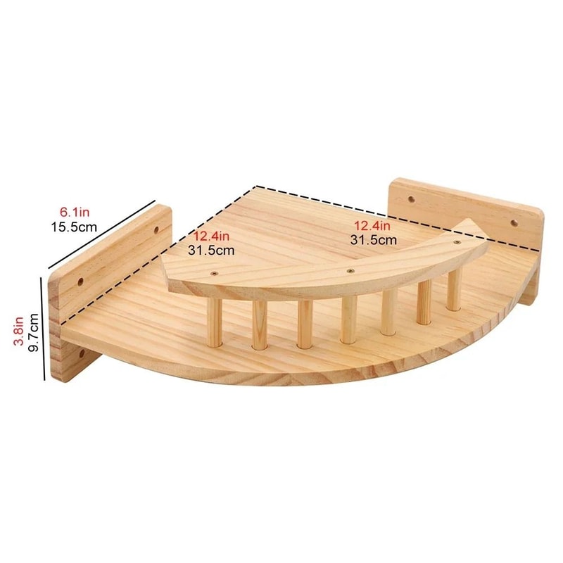 Wall Mounted Wooden Cat Climbing Shelves And Scratching Post 12