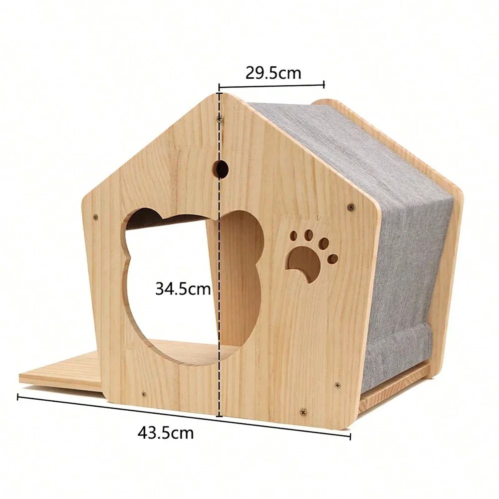 Wall Mounted Wooden Cat Climbing Shelves And Scratching Post 14