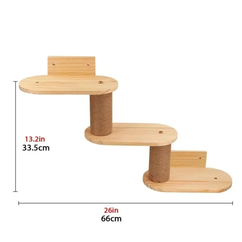 Wall Mounted Wooden Cat Climbing Shelves And Scratching Post 15