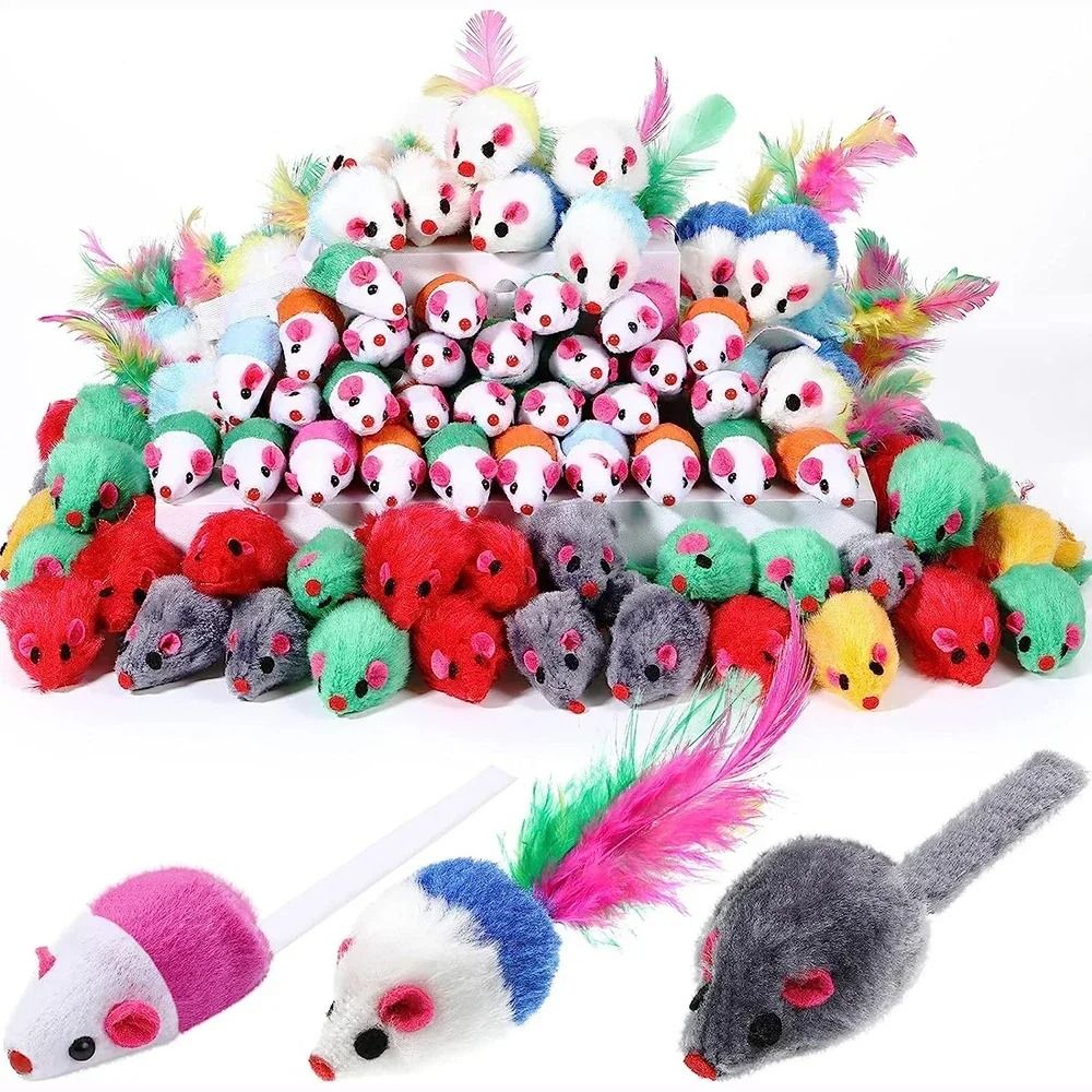 Interactive Rattle Plush Mouse Cat Toy With Catnip 0