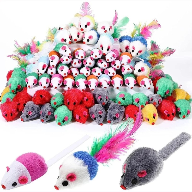 Interactive Rattle Plush Mouse Cat Toy With Catnip 6