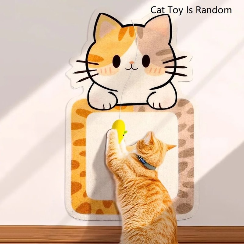 SelfAdhesive WallMounted Felt Cat Scratcher Mat With Toy 1