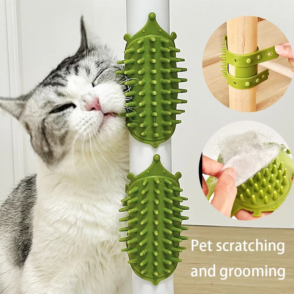Pet Cat Hair Removal Massage Comb And Corner Self Grooming Rubbing Brush 0