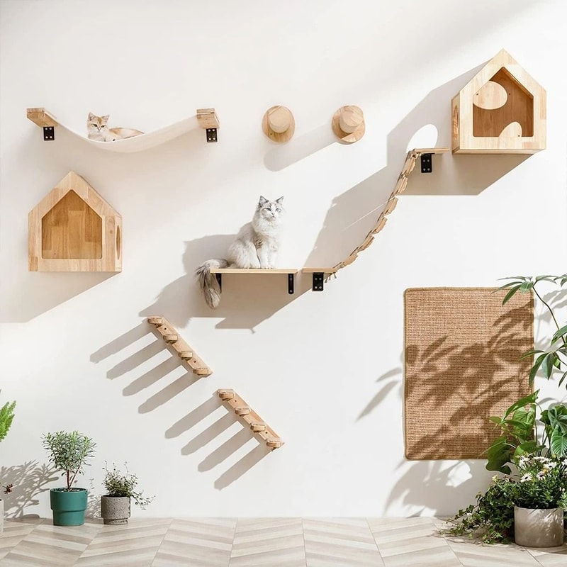 Modular Cat Wall Climbing Shelf Systems Scratching Posts And Floating Tree Towers 0
