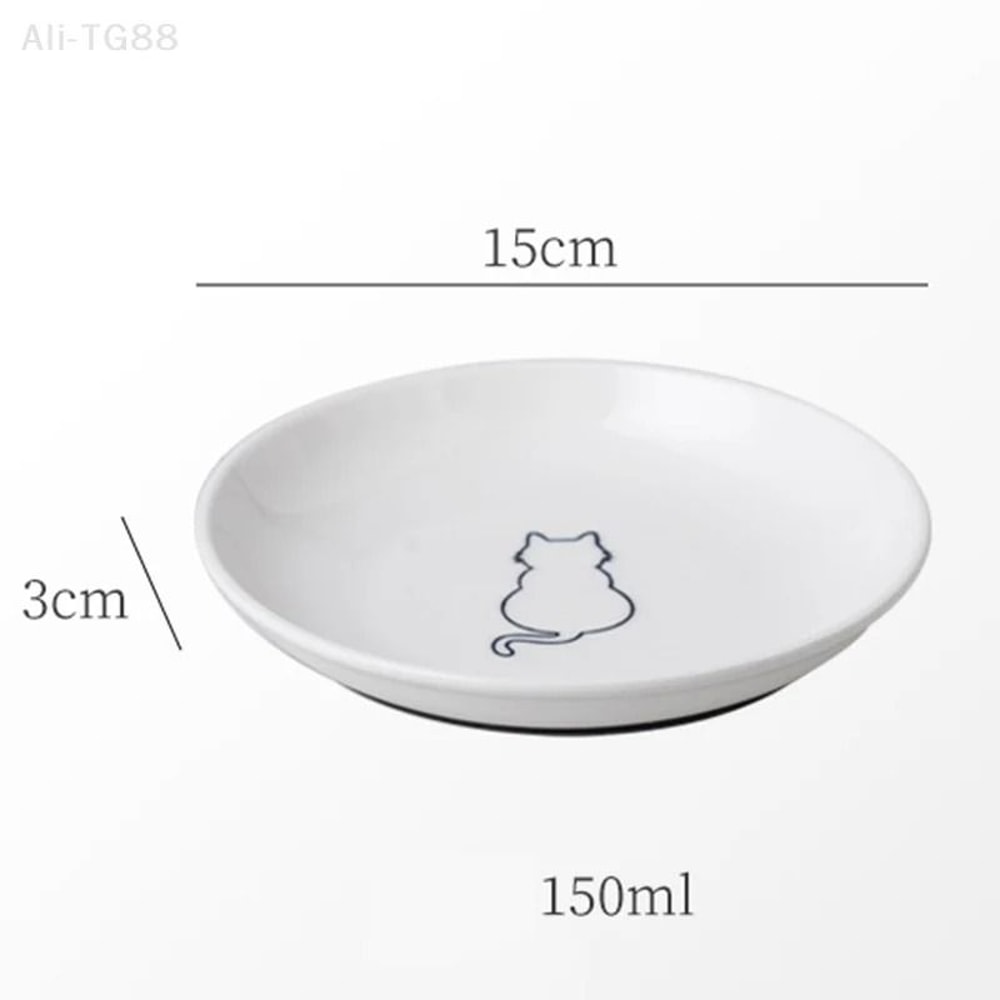 Premium Ceramic Feeding Bowl Platter With NonSlip Silicone Base For Kittens And Cats 0