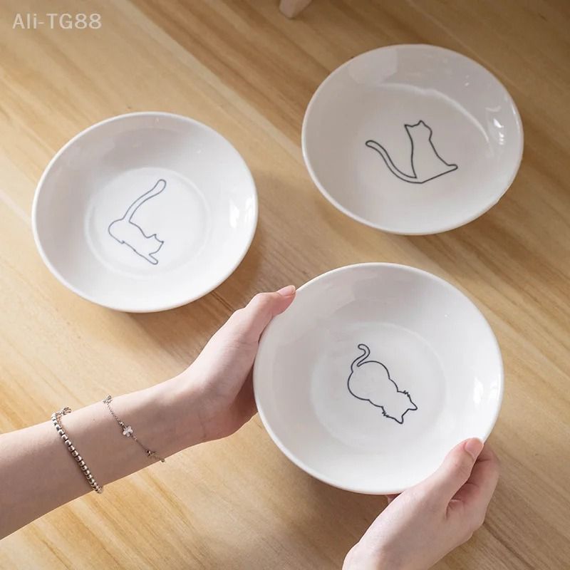 Premium Ceramic Feeding Bowl Platter With NonSlip Silicone Base For Kittens And Cats 2