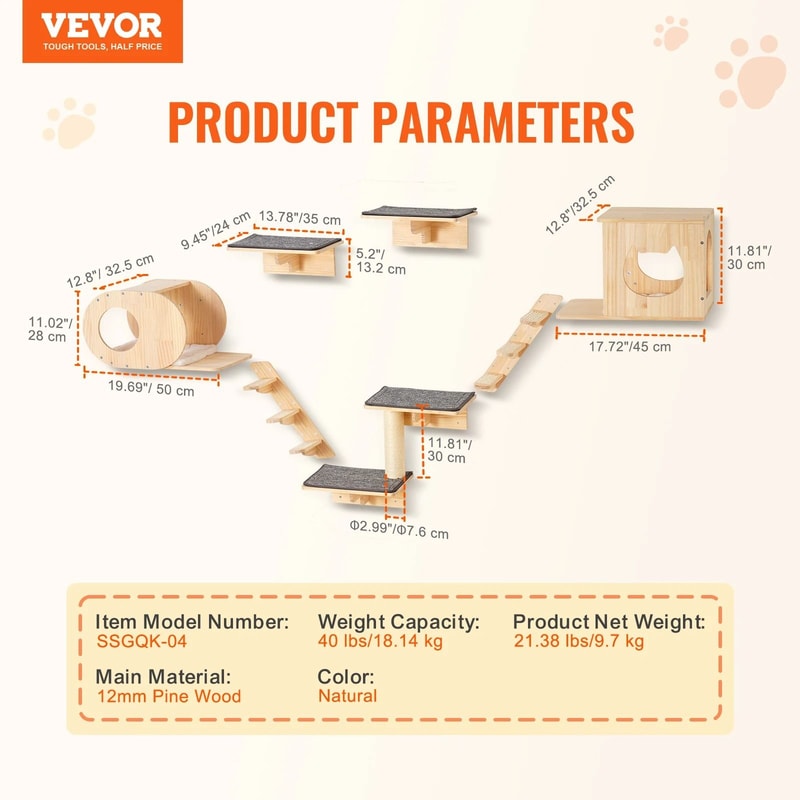 SucceBuy Wall Mounted Cat Shelves Perches And HeavyDuty Floating Hammock Systems 7