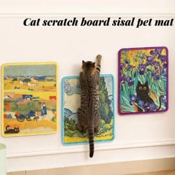 artistic van gogh inspired natural sisal cat scratching board and wall-mounted mat