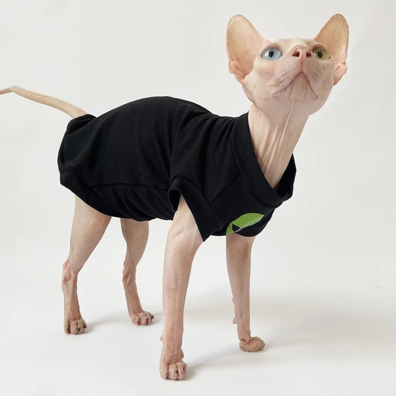 Fashion Black Striped Cotton Winter TShirt And Coat For Sphynx And Devon Rex Cats 4
