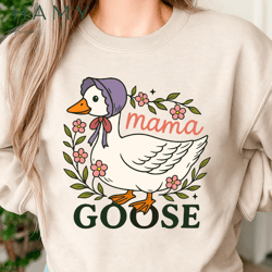 mama goose png – cute floral farm animal clipart for sublimation – coquette cottagecore goose design
