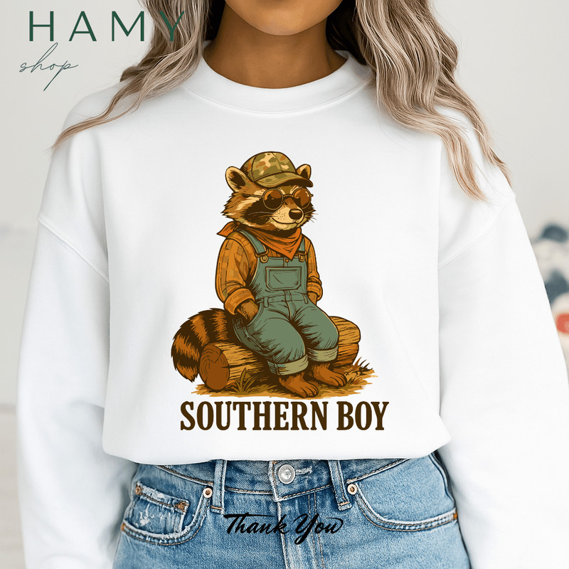 Southern Boy Raccoon PNG  Cute Country Animal Clipart With Overalls And Camo Hat  Rustic Southern S 0