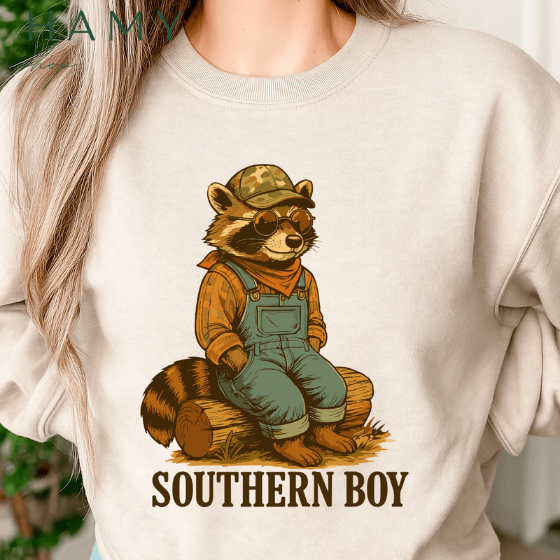 Southern Boy Raccoon PNG  Cute Country Animal Clipart With Overalls And Camo Hat  Rustic Southern S 2
