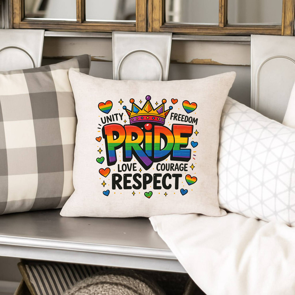 Retro Rainbow Pride PNG  Unity Love Courage Respect Crown Clipart  LGBTQ Sublimation Design 2