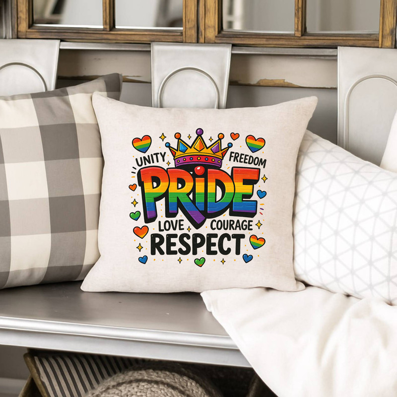 Retro Rainbow Pride PNG  Unity Love Courage Respect Crown Clipart  LGBTQ Sublimation Design 2