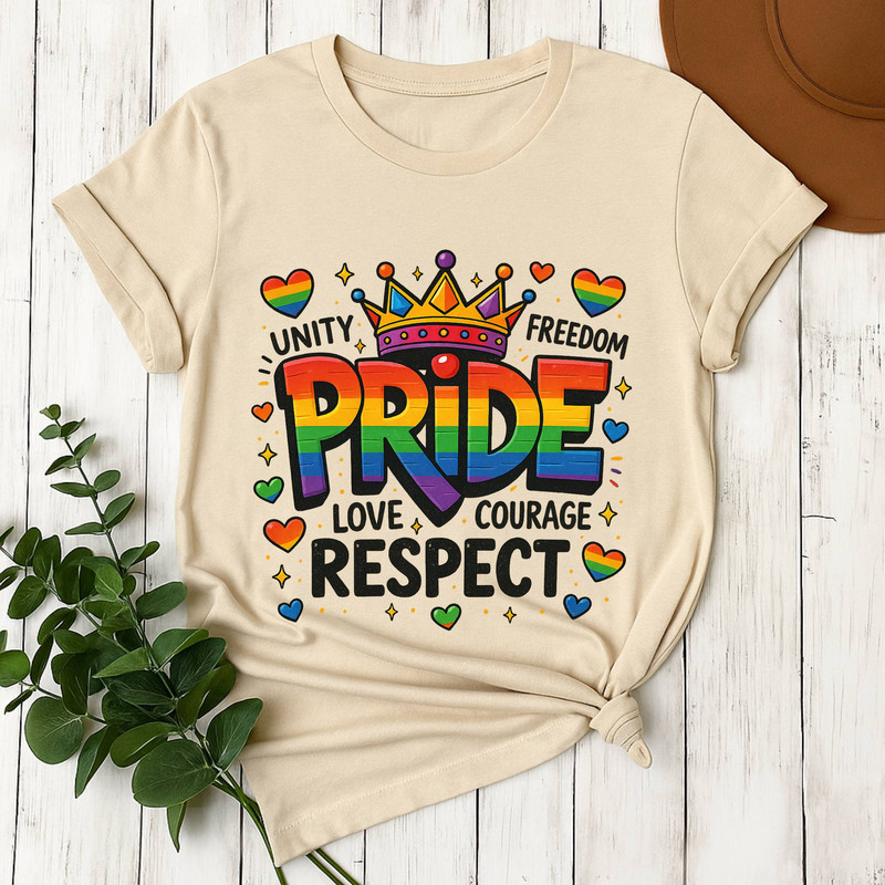 Retro Rainbow Pride PNG  Unity Love Courage Respect Crown Clipart  LGBTQ Sublimation Design 5