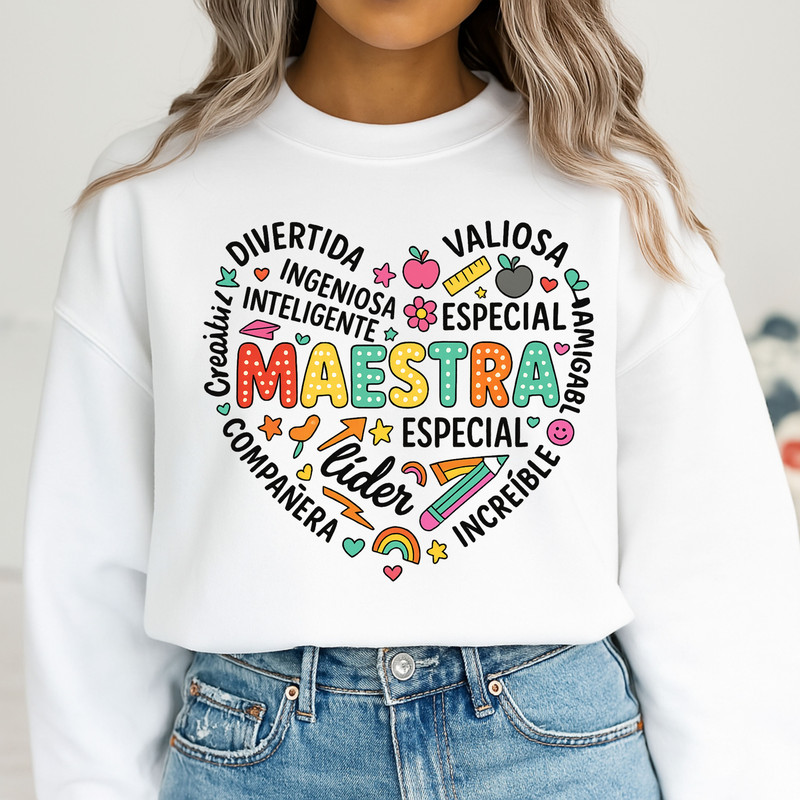 Maestra PNG Spanish Teacher Appreciation Sublimation Design Heart Word Art Clipart For Hispanic T 0