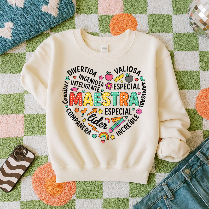 Maestra PNG Spanish Teacher Appreciation Sublimation Design Heart Word Art Clipart For Hispanic T 2
