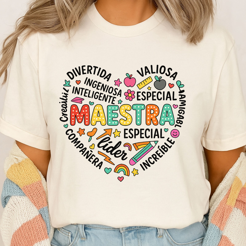 Maestra PNG Spanish Teacher Appreciation Sublimation Design Heart Word Art Clipart For Hispanic T 3