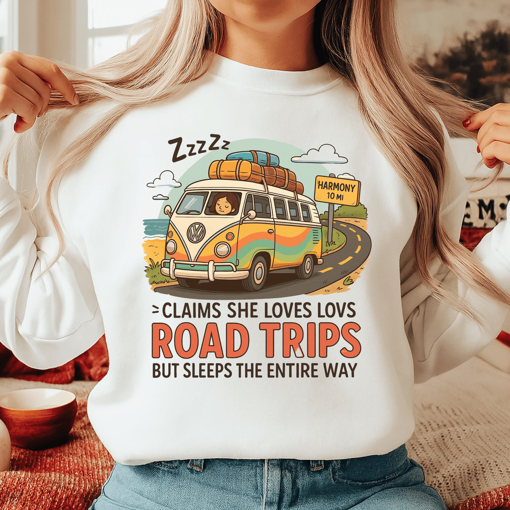 Funny Road Trip PNG  Sleeping Passenger Sublimation Clipart  Retro Camper Van Summer Vacation Desig 0