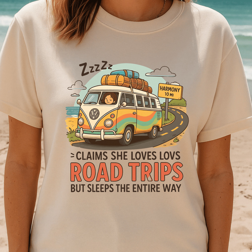 Funny Road Trip PNG  Sleeping Passenger Sublimation Clipart  Retro Camper Van Summer Vacation Desig 2