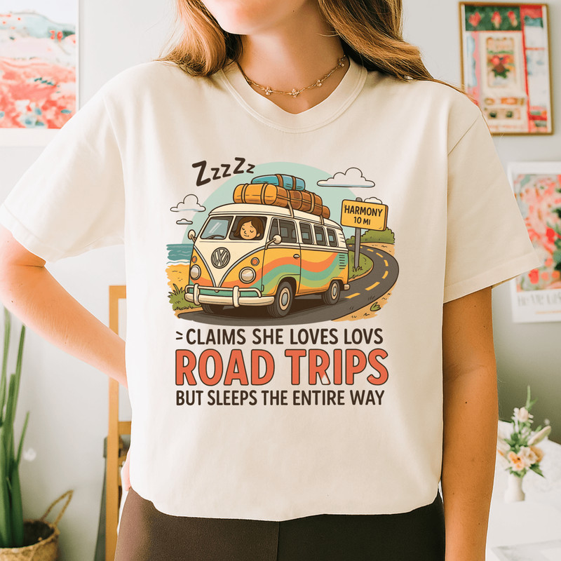 Funny Road Trip PNG  Sleeping Passenger Sublimation Clipart  Retro Camper Van Summer Vacation Desig 1