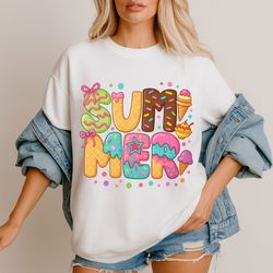 preppy summer ice cream png – cute sprinkle waffle lettering sublimation design – bright colorful dessert clipart
