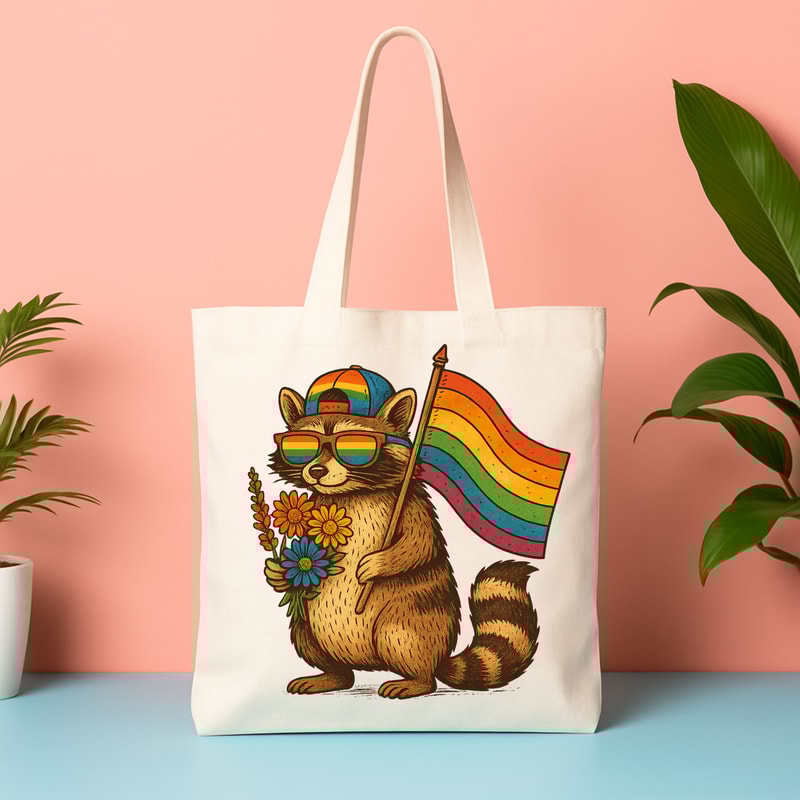 Raccoon Pride PNG Cute LGBTQ Rainbow Flag Animal Sublimation Design Gay Pride Digital Clipart For 2