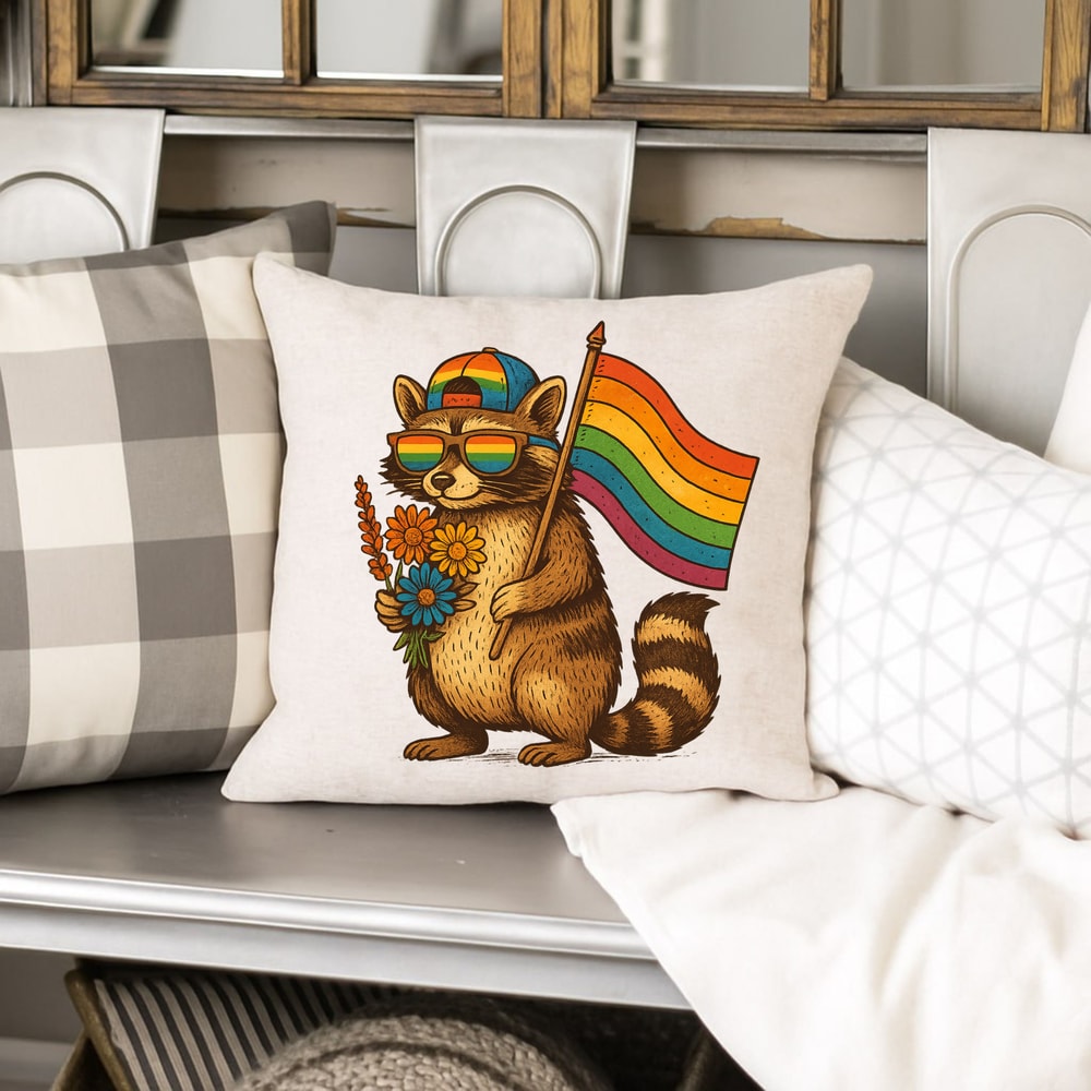 Raccoon Pride PNG Cute LGBTQ Rainbow Flag Animal Sublimation Design Gay Pride Digital Clipart For 5