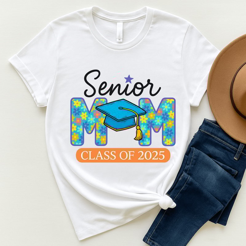 Senior Mom PNG Class Of 2025 Floral Graduation Sublimation Design Proud Mom Of Graduate Clipart 4