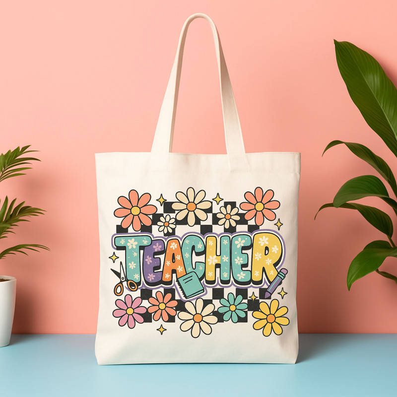 Retro Teacher PNG  Groovy Flower Sublimation Clipart For Back To School Shirt Design 5