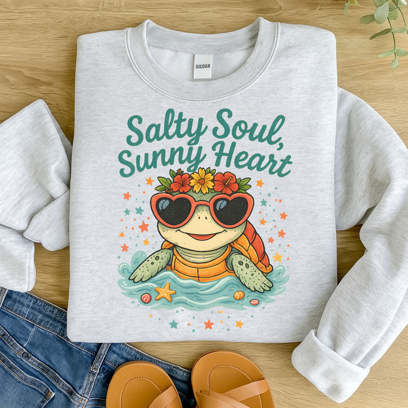 Salty Soul Sunny Heart Turtle PNG  Cute Summer Beach Digital Sublimation Clipart 3